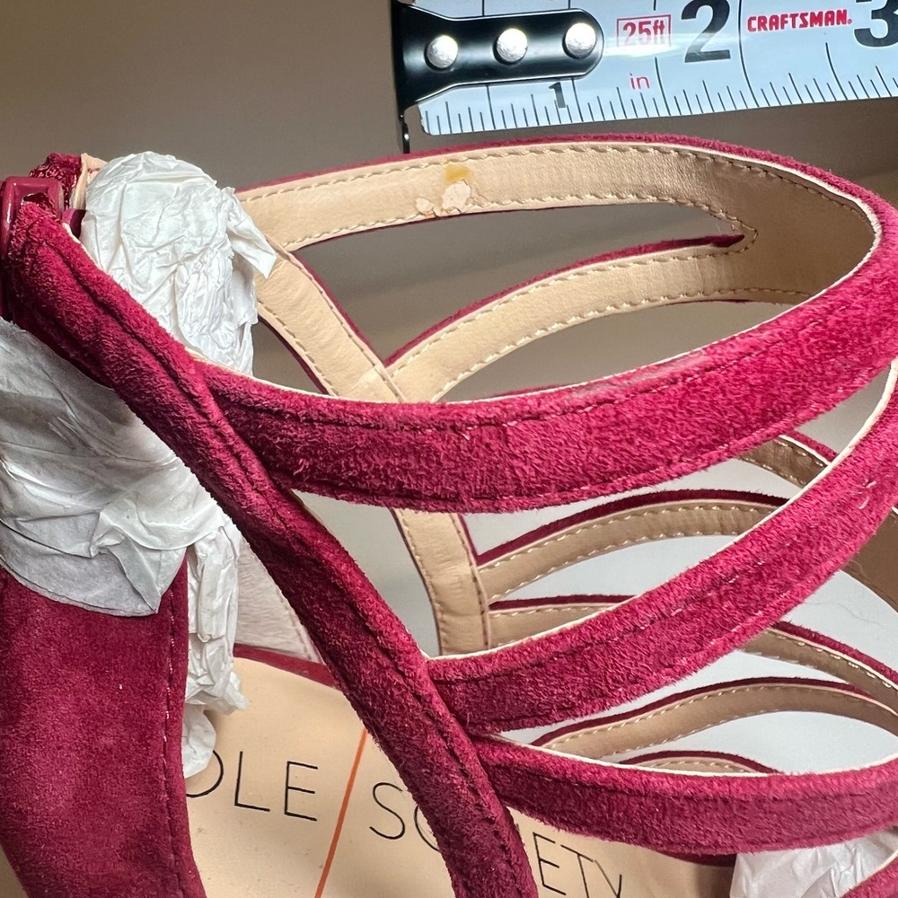 Sole Society SHAYLEY Suede Dark Red Strappy Heels Size 8.5 - Picture 12 of 12